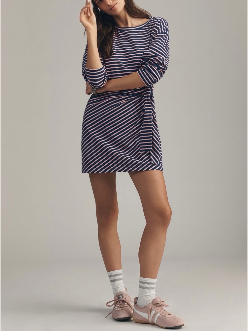 Anthropologie Daily Practice Striped Long Sleeve Wrap Mini Dress NWT!